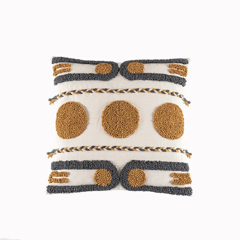 Tufted Macrame Cushion Cover, Turkish Boho Pillow Case for Home Decor by Axyaa