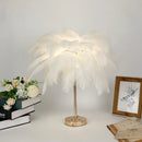 Axyaa Rechargeable Ostrich Feather Table Lamp: Nordic Romantic Night Light for Cozy Bedroom