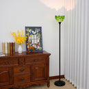Axyaa Industrial Stained Glass Torchiere Floor Lamp