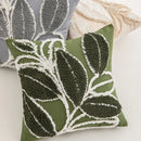 Axyaa Tufted Plush Leaves Pillowcase: Modern Plant Cartoon Pattern, 45x45cm
