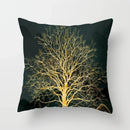 Axyaa Black Gold Elk Tree Bird Butterfly Printed Pillowcase for Living Room Home