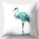 Axyaa Green Crane Pillow Covers, 17.7 Square, Contemporary Polyester Fabric with Feather Design