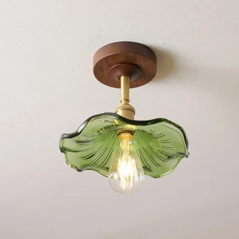 Axyaa Green Glass LED Ceiling Lights for Modern Indoor Lighting