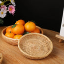 Axyaa Handwoven Rattan Storage Basket Tray - Multiuse Serving Platter Home Organizer