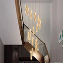 Axyaa Crystal Chandelier Stair Pendant Lamp Living Room Interior Lighting