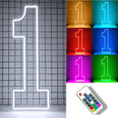Axyaa LED Neon Number Sign - 30in, RGB Flashing, Sweet 16 18 21 Night Light