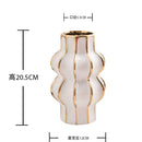 Modern Ceramic Flower Arrangement in White Black Gold Vases by Axyaa