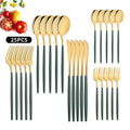 Axyaa Black Silver Cutlery Set for 5 - Stainless Steel Flatware Dinnerware