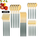 Axyaa Black Silver Cutlery Set for 5 - Stainless Steel Flatware Dinnerware