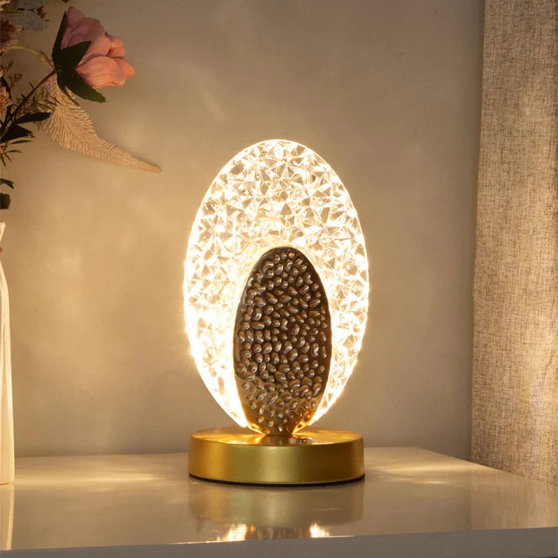 Axyaa Crystal Table Lamp: Remote-Controlled Dimmable Desk Light with USB Charging