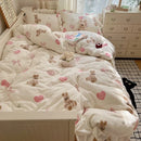 Axyaa Lace Printed Milk Fleece 4-Piece Set - Winter Coral Fleece