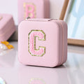 Axyaa Sequin Letter Jewelry Box with Mirror - Cute Portable Organizer Gift