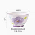 Axyaa Ceramic High Foot Rice Bowl Relief Underglaze Color High Dessert Salad Bowl
