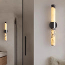 Axyaa Marble LED Wall Light Dimmable Stone Sconce in Black Metal