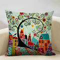 Hand-Painted Retro Country Linen Cushion Cover by Axyaa