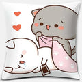 Peach Cat Pattern Decorative Pillowcase by Axyaa - Home Office Square Cover