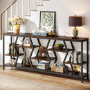Axyaa Industrial 4 Tier Wood Sofa Table, 70.9" Long Narrow Entryway Accent Shelf