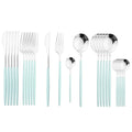 Axyaa Stainless Steel Western Flatware Set White Silver Tableware 24Pcs