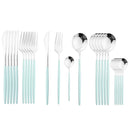 Axyaa Stainless Steel Western Flatware Set White Silver Tableware 24Pcs
