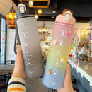 Axyaa 1L Portable Gym Water Bottle with Straw - Kawaii Design for Fitness & Travel