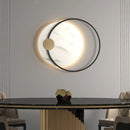 Axyaa Luxury Black Metal & Marble Round Wall Lamp for Bedroom Living Room Hotel