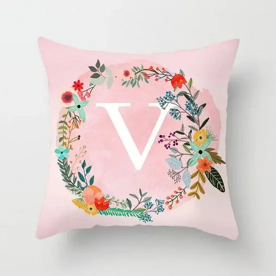 Axyaa Wreath Alphabet Pillow Cover - 45x45cm