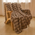Axyaa Faux Rabbit Fur Blanket: Luxury Double Layer Plush Throw for Sofa Bed