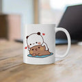 Axyaa Cute Cat Peach Goma Coffee Tea Mug | Ceramic Funny Animal Breakfast Cup