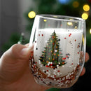 Axyaa Christmas Glass Cup with Christmas Tree Snowman Design