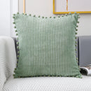 Axyaa Corduroy Pompom Cushion Cover for Sofa, 45x45 Thick Tripe Pillow