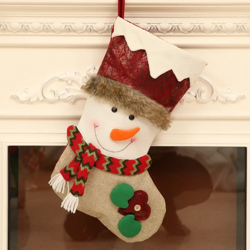 Axyaa Christmas Tree Hanging Gift Bag Santa Snowman Deer Socks