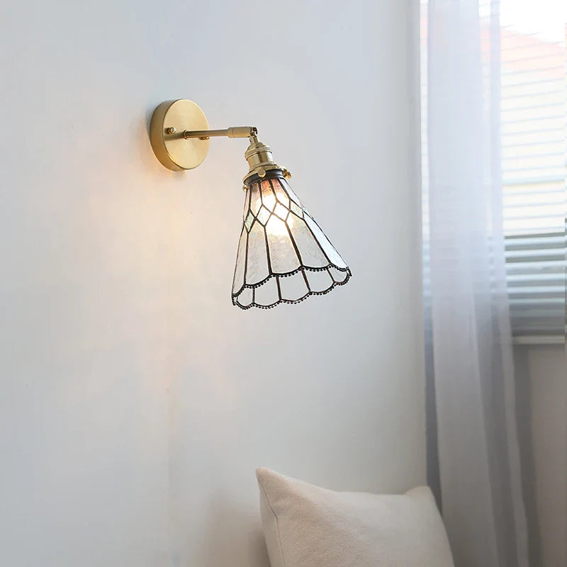 Axyaa Clear Glass Copper Arm LED Wall Sconce Wandlamp