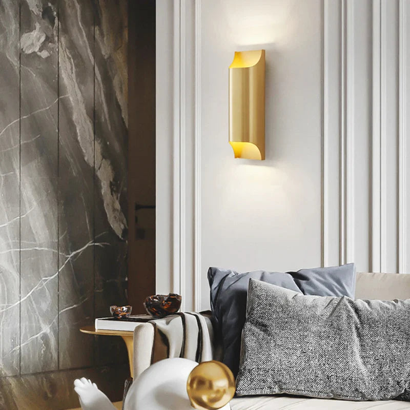 Axyaa Modern Brass LED Wall Lamp Gold Black Body Minimalist Lighting Sconce