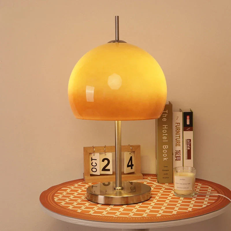 Axyaa Retro Glass Table Lamp Gradient Orange Mushroom LED Floor Lamp