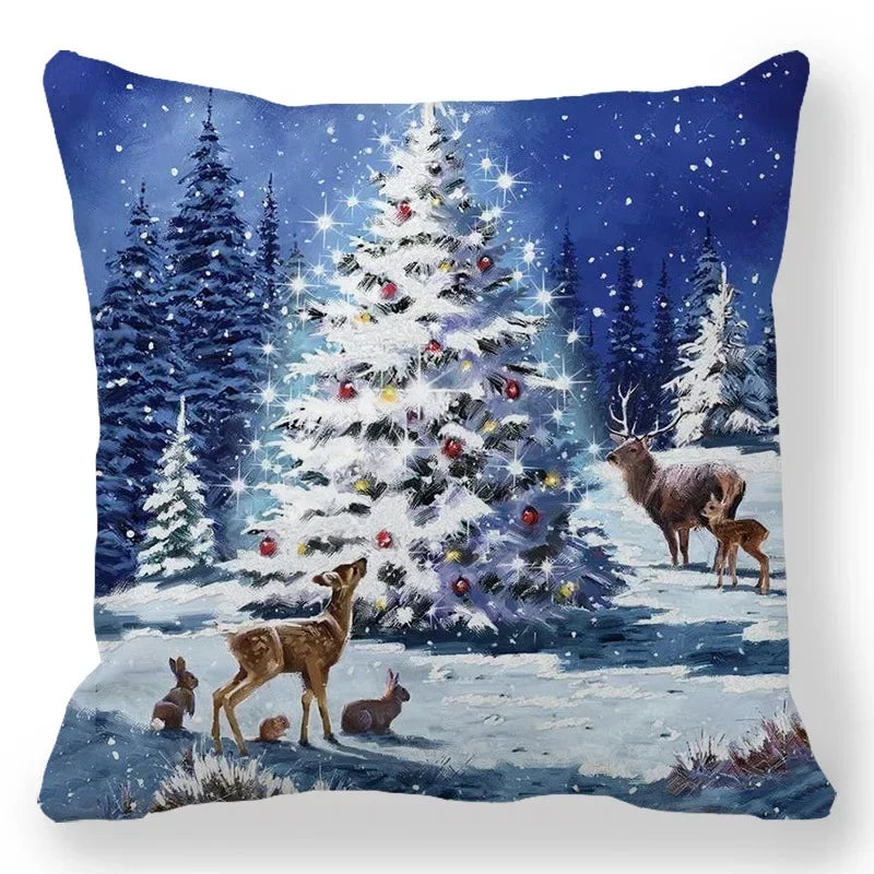 Axyaa Santa Print Pillowcase for Christmas and New Year Decor