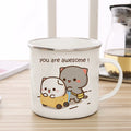 Axyaa Cute Animal Enamel Cup Breakfast Mug Set