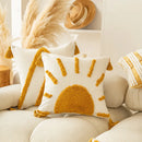 Axyaa Boho Golden Sun Fringe Velvet Pillowcase - Romantic Geometric Design
