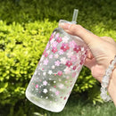 Axyaa Daisy Cherry Blossom 16oz Reusable Cup with Straw Lid, Durable Drinkware