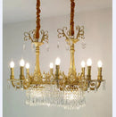 Axyaa Solid Brass Crystal Chandelier French Style Pendant Lamp