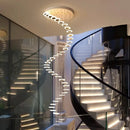 Axyaa Modern Crystal Chandelier Ring LED Light - Chrome Luxury Staircase Lobby Lamp