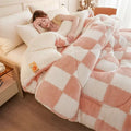 Axyaa Checkerboard Winter Blanket – Super Thick & Warm Soft Fluffy Cashmere Comforter