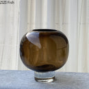 Axyaa Amber Glass Vase: Modern Home Decor Flower Arrangement Desk Decoration
