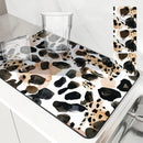 Axyaa Diatom Mud Kitchen Drain Pads: Leopard Geometric Absorbent Tableware Mat