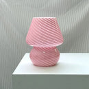 Axyaa Glass LED Mushroom Table Lamp: Korean Ins Style Striped Decor, Cute & Translucent