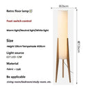 Axyaa Solid Wood Japanese Retro Floor Lamp with Fabric Lampshade for Living Room Decor
