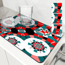 Axyaa Geometric Color Block Absorbent Kitchen Drying Mat