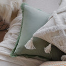 Axyaa Light Green Tassel Cushion Cover - Nordic Style Living Room Decor