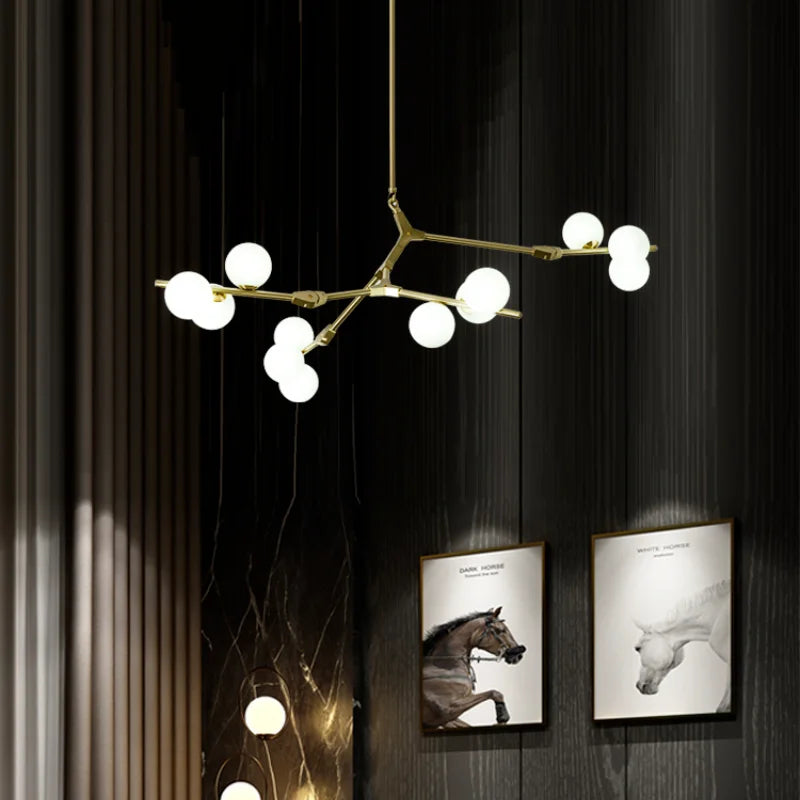 Axyaa Nordic Glass Ball Chandelier - Modern Magic Bean Pendant Lamp