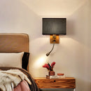 Axyaa Wood Iron LED Wall Lamp with Linen Lampshade for Bedroom and Aisle Lighting