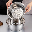 Axyaa Stainless Steel Strainer Set & Mixing Bowl for Slicing Fruits & Vegetables